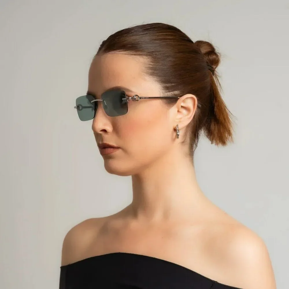 Gucci Men Sunglasses Silver Blue Rectangle GG1703S 003 BRAND NEW